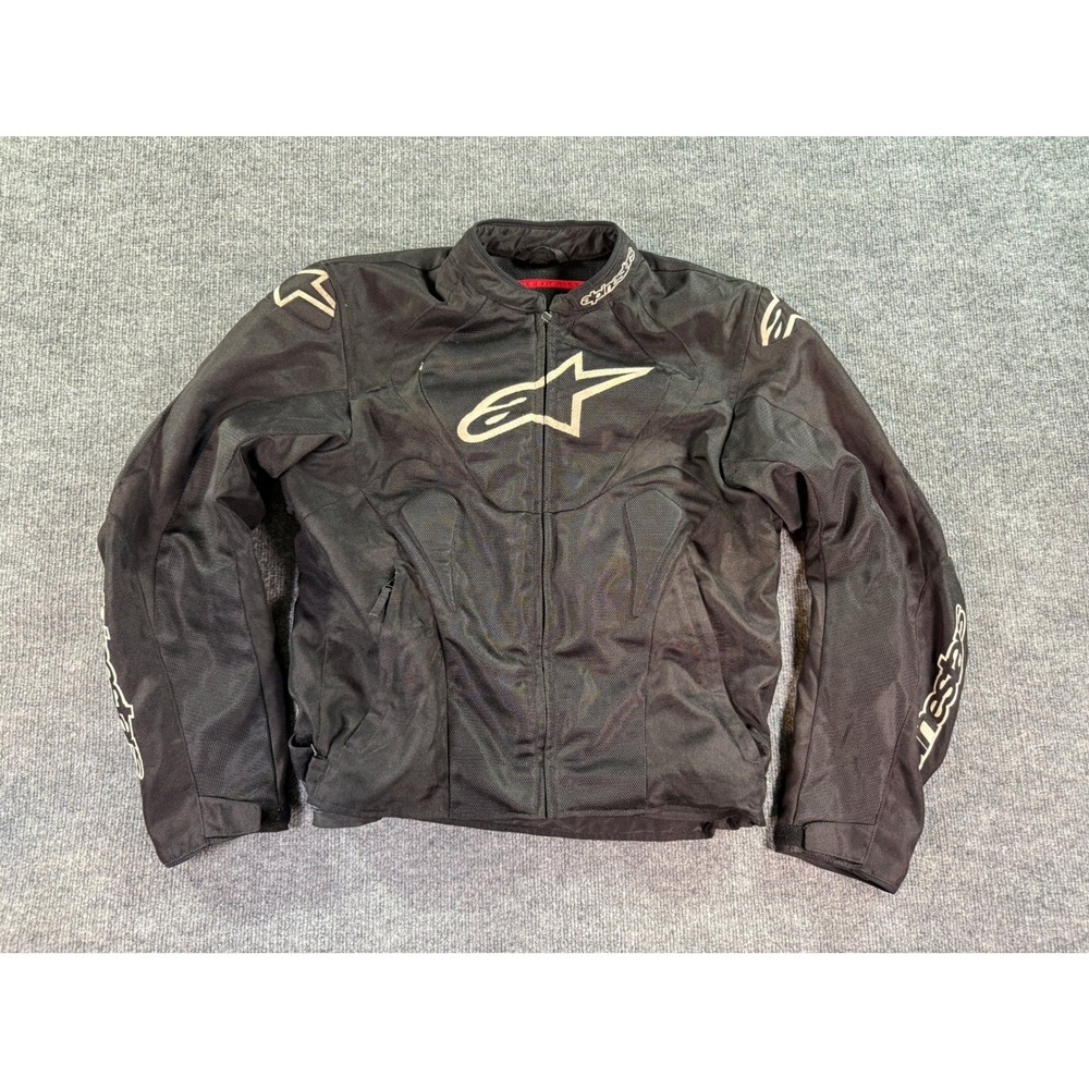 Alpinestars Mesh Motorcycle Jacket Mens Large Black White Padded T Jaws Air